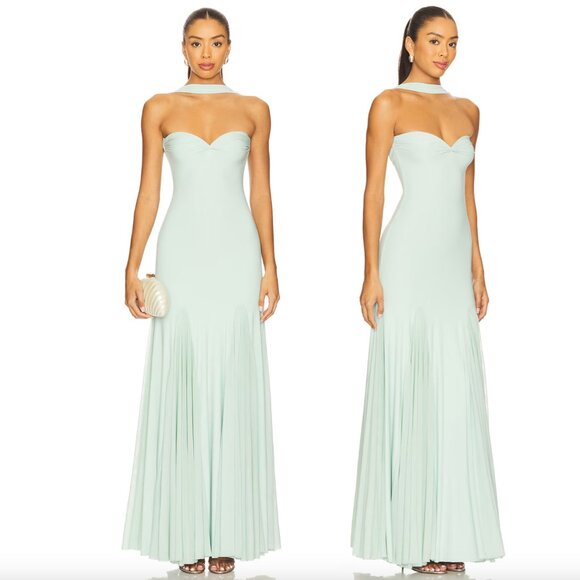Deme by Gabriella Berta Maxi Dress in Mint Blue Green Strapless Formal Gown Deme by Gabriella Berta Maxi Dress in Mint Blue Green Strapless Formal Gown